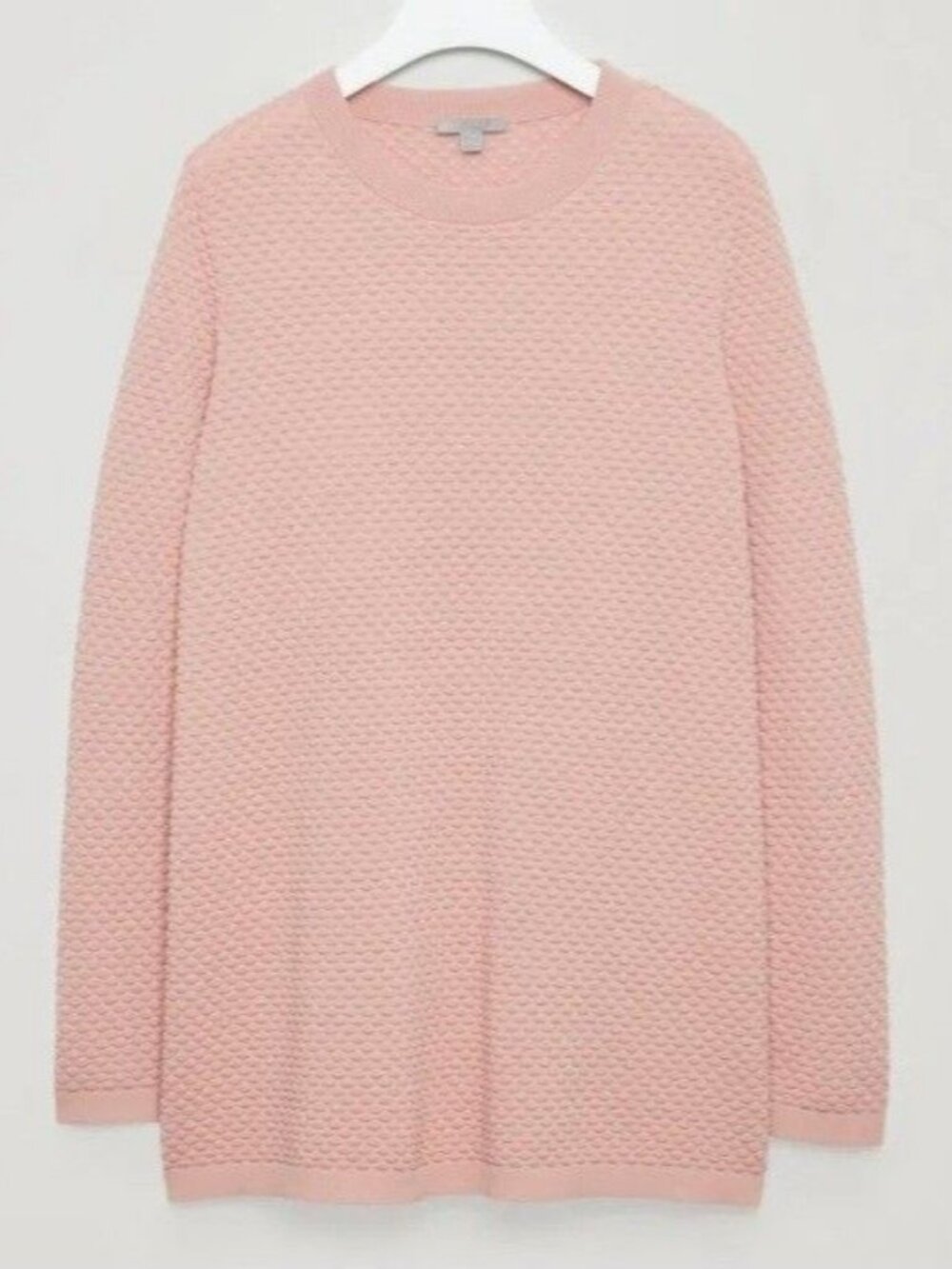 COS Textured Cotton Tunic Top Crewneck Pink Women L Oversized Preppy Lagenlook